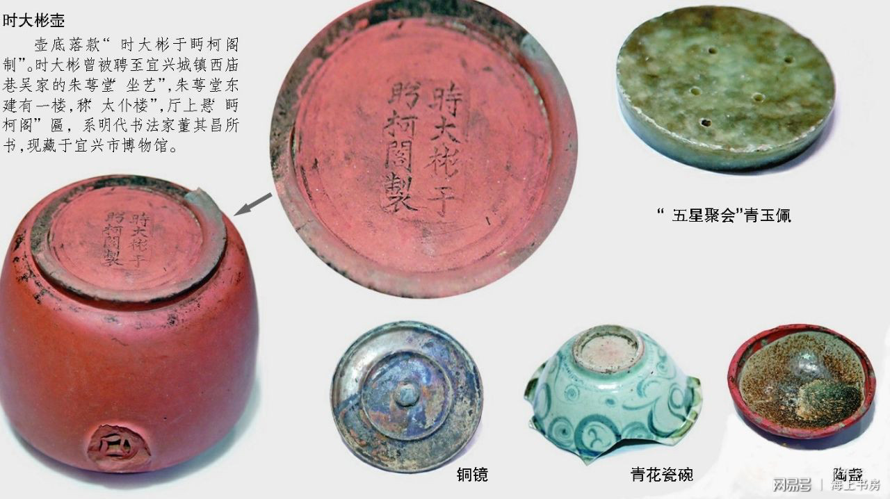 紫砂考古,2018年江苏无锡出土,明末,时大彬于眄柯阁製款紫砂壶